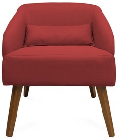 Kit 2 Poltronas Decorativas Lara Pés de Madeira Suede Vermelho - Sheep Estofados - Vermelho
