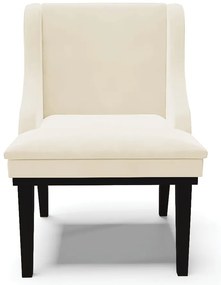 Kit 06 Cadeiras de Jantar Liz Veludo Bege Base Fixa Madeira Preto D03 - D'Rossi