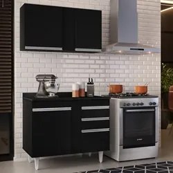Armário Aéreo Indiana e Balcão Gabinete 100cm Luziania Preto - Lumil M