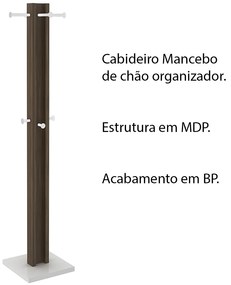 Cabideiro para Quarto Sala de Estar AZ1018 MDP Nogal/Branco G69 - Gran Belo