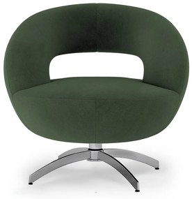 Poltrona Decorativa Base Giratória Topázio Veludo Verde - Sheep Estofados - Verde escuro