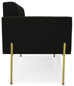 Sofá Namoradeira 2 Lugares Pé de Ferro Dourado Elisa Suede D03 - D'Rossi - Preto
