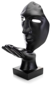 Máscara Sopro Decorativa Preto Fosco Em Cerâmica 35x16x20 Cm  - D'Rossi
