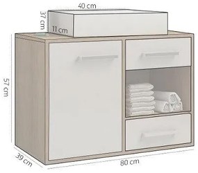 Conjunto Balcão Gabinete de Banheiro Completo 80cm Com Cuba