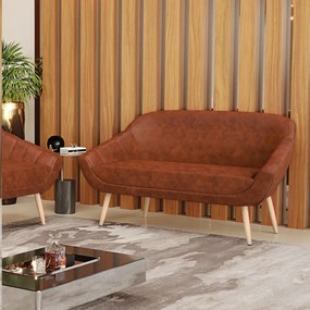 Namoradeira 02 Lugares Giovana Corano Pés Palito Natural - Indo Decorar - Nozes