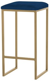 Banqueta Decorativa Billie Base Gold Veludo Azul G41 - Gran Belo