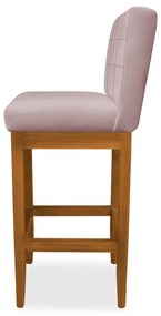 Banqueta Alta Sueli Base Madeira Maciça Estofada Suede Crepe