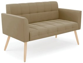 Kit 1 Sofá Namoradeira e 2 Poltronas Elisa Suede Marrom Rato Pés Palito Castanho - D'Rossi