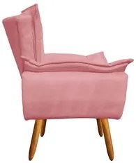 Kit 2 Poltronas Decorativas Sala de Estar Pés Palito Opla Suede Rose -