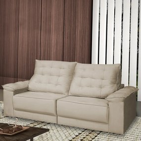 Sofá Retrátil e Reclinável Living Maittê 2,50m Veludo Nude