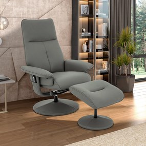 Poltrona do Papai Elétrica com Massagem e Giratória Nebraska com Apoio de Pés Pu Cinza G56 - Rivatti