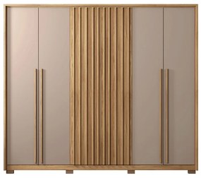 Guarda Roupa Casal Ibiza Ripado 6 Portas de Bater 6 Gavetas 268cm MDP Buriti/Fendi G11 - Gran Belo
