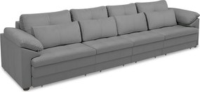 Sofá Retrátil Manual Sala de Estar Nolan Bipartido 379cm Conforto Premium em Couro Cinza G58 - Gran Belo