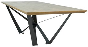 Mesa de Jantar Base de Ferro Shaman 220cm Castanho Oregon G04 - Gran Belo