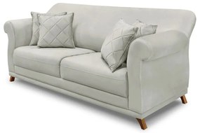Sofá Decorativo 160cm 2 Lugares com 4 Almofadas Armstrong Veludo Prata G63 - Gran Belo