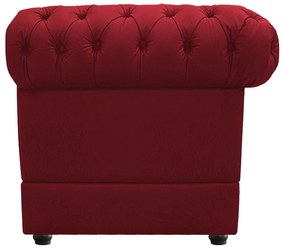 Kit Poltrona e Namoradeira Chesterfield Ana Suede Vermelho - ADJ Decor