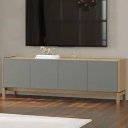 Rack TV 50 Pol 180cm 2 Portas 2 Gavetas Oak/Cinza F07       - Mpozenat