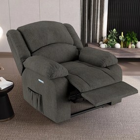 Poltrona do Papai Reclinável Sala de Cinema Madrid Elétrica Touch Massagem USB Linho Chumbo G23 - Gran Belo