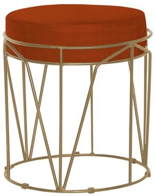 Puff Decorativo Sala de Estar Base Gold Chloe Suede Telha G41 - Gran Belo