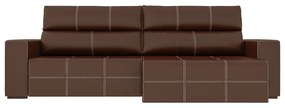 Sofá Retrátil 224cm Nero Couro Marrom - Gran Belo