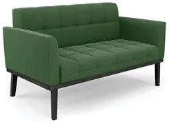 Sofá Namoradeira Base Madeira Preto Ana Suede Verde - Ibiza