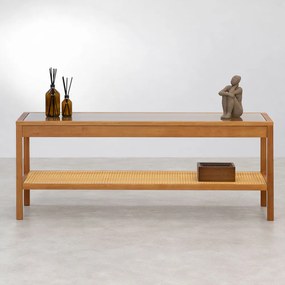 Rack Zia de Vidro e Palha Natural Canela - 1,30m