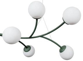 Pendente Zucca 65X142Cm 10Xg9 Cabo Aço Chumbador + Cabo Rayon / Globo... (BT - Branco Texturizado, FOSCO)