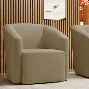 Poltrona Decorativa Base Giratória Stella Max Suede Marrom Rato D03 - D'Rossi