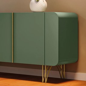Aparador Buffet Pé em Aço Dourado 220 cm Anabelle Verde Pistache H01 - D'Rossi