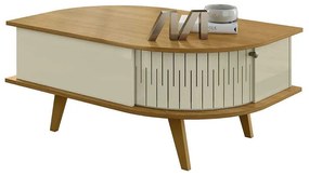 Mesa de Centro Decorativa Marion MDP 2 Portas Deslizantes Cumaru/Opala G97 - Gran Belo