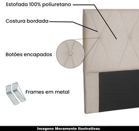 Cabeceira de Casal Decorativa 1,40M Yves Suede Bege G63 - Gran Belo