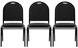 Kit 3 Cadeiras Hoteleiras Auditório Empilhável Sintético Z33 Preto - M