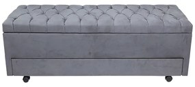 Calçadeira Baú com Sapateira Casal 140cm Paris Capitonê Suede Cinza - Sheep Estofados - Cinza