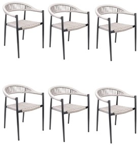 Kit 6 Cadeiras Área Externa de Alumínio Carmy com Corda Naútica Grafite/Amêndoa G56 - Gran Belo