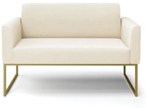 Sofá Namoradeira Base Industrial Dourado Marisa Veludo D03 - D'Rossi - Bege