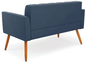 Sofá Namoradeira Elisa Suede Pés Palito Castanho - D'Rossi - Azul Marinho