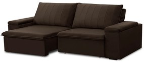 Sofá Retrátil e Reclinável 3 Lugares 225cm Kent Porta Copos no Braço Veludo Marrom G22 - Gran Belo
