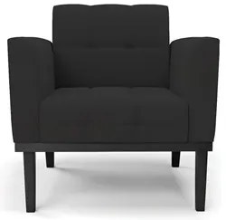 Sofá Namoradeira e 2 Poltronas Base Madeira Preto Ana Veludo Preto - I