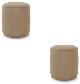 Puff Redondo Orgânico para Sala Kit 2 Malu Suede M11 - D'Rossi - Marrom Rato