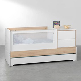 Berço Multifuncional 7 em 1 Sol e Mar - Branco com Carvalho Treviso