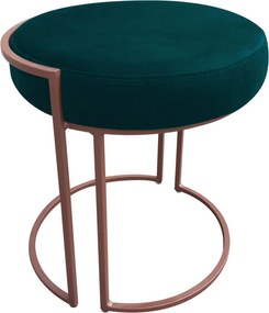 Puff Redondo Base Industrial Cobre Kit 2 Love Suede - Azul Pavão