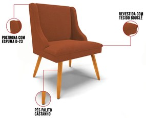 Cadeira Sala de Jantar Pé Palito Castanho Kit 4 Liz Bouclê D03 - D'Rossi - Terra