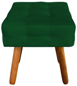 Puff Banqueta Decorativo Pé Palito de Madeira Kit 2 Elisa Suede Verde D03 - D'Rossi