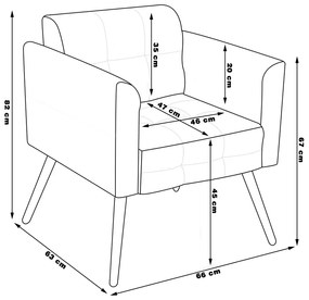 Kit 2 Poltronas Decorativas Pés Palito Karen PU Marrom Nozes G19 - Gran Belo
