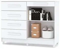 Cômoda para Quarto com Sapateira 2 Portas 4 Gavetas Lírio V02 Branco -