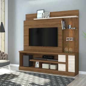 Estante de TV 55 Pol 182cm Sala de Estar Elaris M20 - D'Rossi - Naturale e Off White