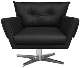 Poltrona Giratória Anitta Corino Base Estrela Cromada D03 - D'Rossi - Preto