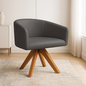 Poltrona Sala Base Giratória Madeira Arielle Sintético Grafite D03 - D'Rossi