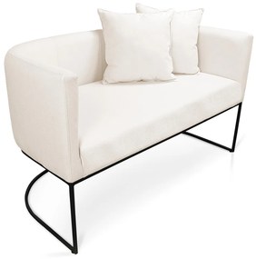 Kit 01 Namoradeira 02 Lugares e 01 Poltrona Paola Linho Base Metálica Preto D03 - D'Rossi - A27 Areia