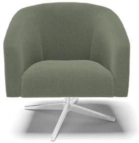 Poltrona Decorativa Giratória Cromada Stella Bouclê D03 - D'Rossi - Verde Pistache